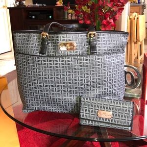 Tommy Hilfiger monogram tote and wallet